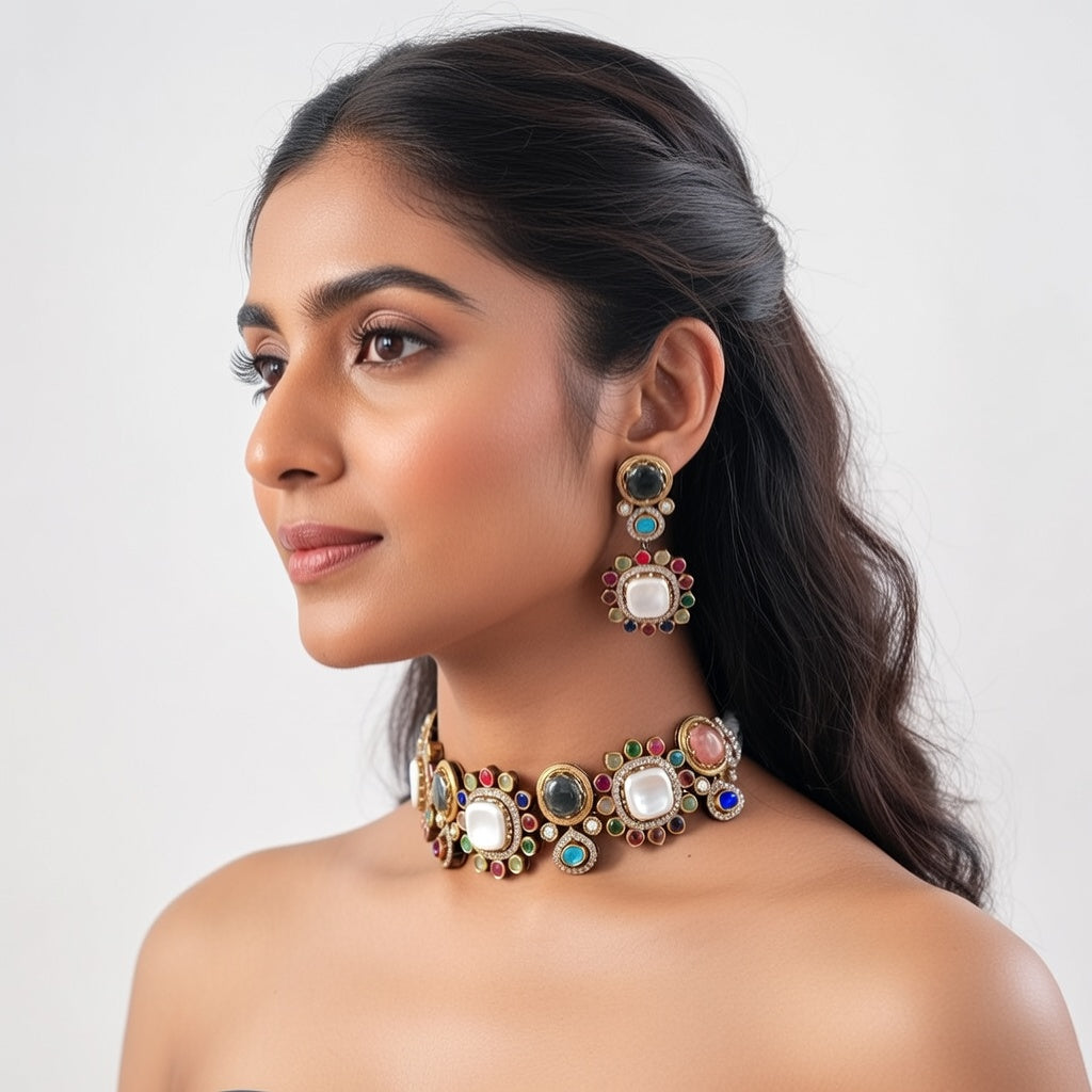 The Amira Mosaic Set - luxury jewellery with mosaic-inspired design
