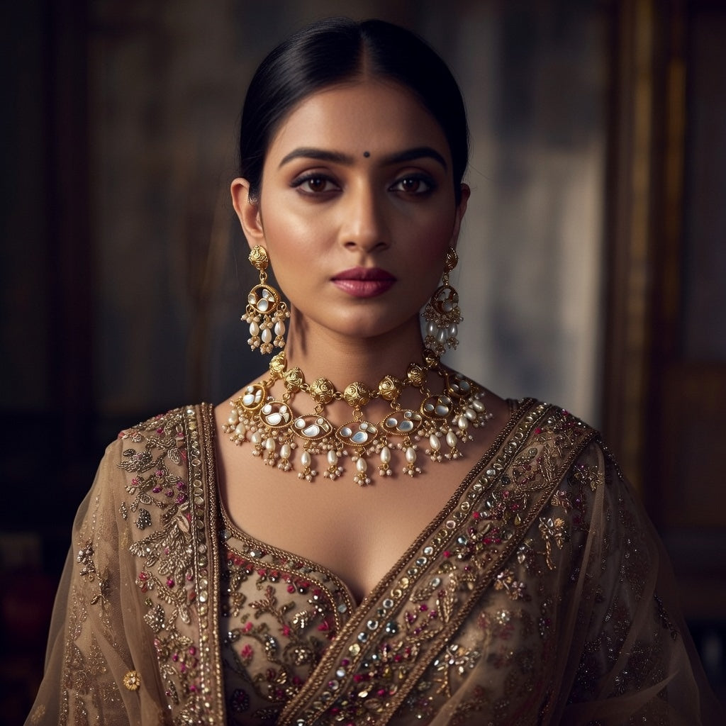 The Ishani Mirrorlight Set - mirror-work jewellery set