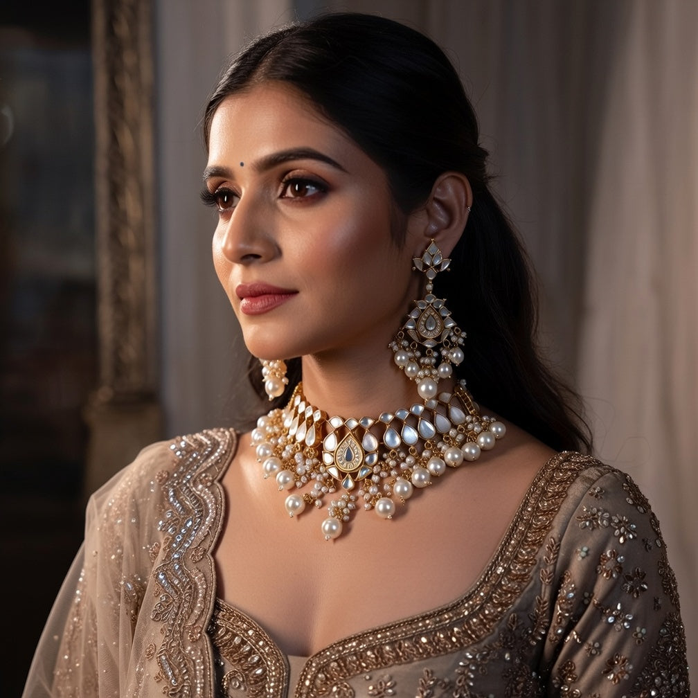 The Kiara Pearl Dynasty Set - luxury pearl choker necklace